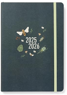 Letts of London Bumblebee A5 Academic 2025/2026 dag till en sida med mötesdagbok - Forest 26-031910