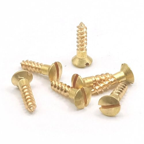 Holzschrauben Linsen-Senkkopf mit Schlitz DIN 95 - Messing natur (Ø 3 x 20 mm, 50 Stück)