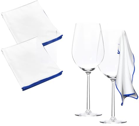 Axvxby Set of 2 Microfibre Polishing Cloths 65 x 50 cm - Large Lint-Free Glass Polishing Cloths for Glasses, Mirrors, Wine Glasses and Lenses