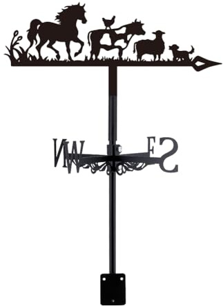 SUPERDANT Girouette de Jardin Exterieur Animaux de Ferme pour Toit Girouette Cheval Girouettes Vache Chèvre Girouettes pour Hangars Indicateur de Direction du Vent Noir Deco Jardin Exterieur