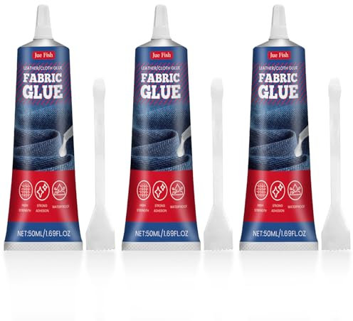 3×50ml Textilkleber, Waschmaschinenfest Wasch- und bügelbeständig, Stoffkleber, Sekundenkleber Extra Stark, Statt Nähen Permanenter Transparenter Textil kleber für Stoffe, Baumwolle, Leder, Jeans