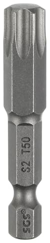 sourcing map T50 Torx Head Screwdriver Bit 1/4 Hex Shank 2 (50mm) Long Magnetic No Hole Tip Tamper Proof 6 Point Star Screw Driver Drill Bits S2 Steel Industrial Power Screwdrivers