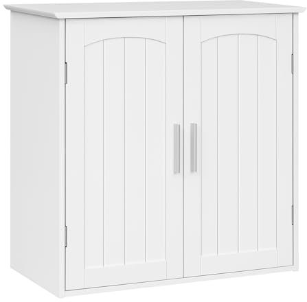 EUGAD Hängeschrank, Badezimmerschrank, Wandschrank mit Verstellbaren Ablagen, Hängeschrank mit Zwei Türen, Küchenschrank, Medizinschrank, Badmöbel, Weiß, 60x30x60 cm