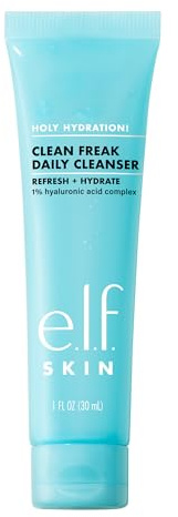 e.l.f. SKIN Holy Hydration! Clean Freak Daily Cleanser, Gentle Hydrating Gel Face Cleanser, Made With Hyaluronic Acid, Vegan & Cruelty-Free, 30ml