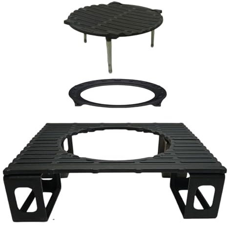 LUNAWAY CAST IRON - Griglia BBQ Modulare in Ghisa 48x42cm + Supporti BBQ Blocks + Griglia Grate Ø30 | Cottura uniforme e professionale | Reversibile | Doppia smaltatura black