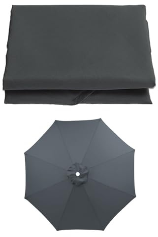 SMELEDFCFK Toile De Remplacement Pour Parasol 6 Baleines/8 Baleines Auvent De Parasol 200/230/250/270/300/350cm Toile De Parasol Rond Housse De Parasol De Table De March Protection UV(Grey,3.5m/11.5ft