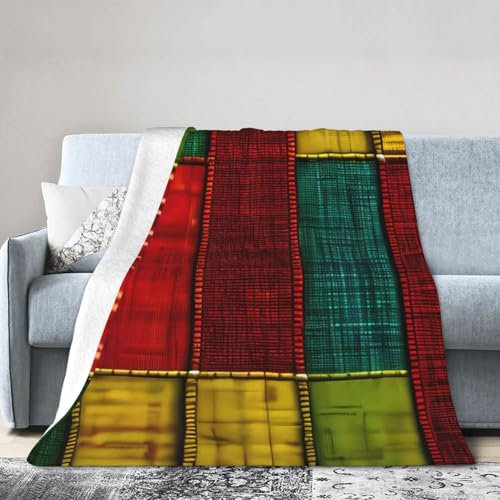 Morbida coperta in micropile con stampa patchwork in stile africano, leggera, resistente, per letti, divani, campeggio o trave