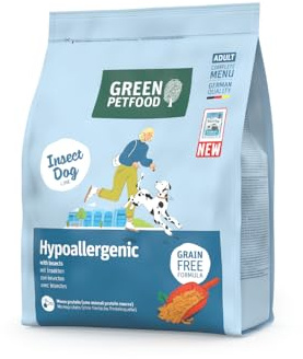 Green Petfood InsectDog, ipoallergenico con insetti (3 x 3 kg), per adulti, cibo secco di alta qualità per cani allergici adulti, senza cereali, cibo per cani, qualità tedesca, confezione da 3