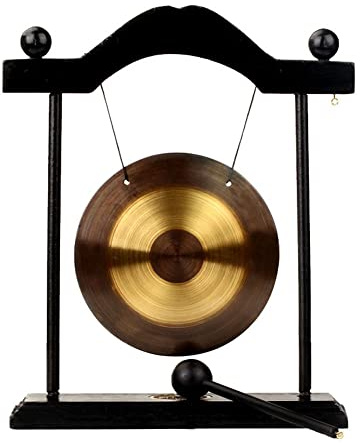 gong klangschalen gong klingel Shuanglong Baishou Gong Cooperative Wind Bell Swing Pack Home Schmuck Dekoration(Color:C,Size:12cm)