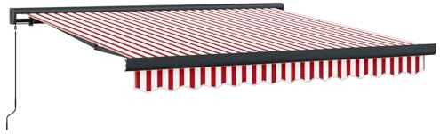 vidaXL Auvent Rétractable Rouge et Blanc 300 x 250 cm Tissu et Métal, Auvent rétractable Moderne pour Jardin et terrasse, Durable, Protection UV, résistant aux intempéries