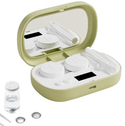 Máquina Limpiadora Para Lentillas | Limpiador Ultrasónico Rápido para Lentes Blandos | Estuche Inteligente Recargable Con Pantalla LED Y Solución Limpiadora