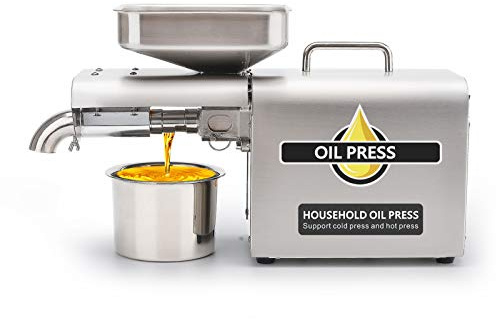 MFRELMNZG Estrattore di Olio Elettrico Automatico per pressa per Olio da 500 W, in Acciaio Inox, a Caldo e a Freddo, per Uso Commerciale, per Olio di Cocco, ricino, Olive, Arachidi, 110 V