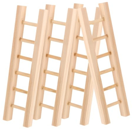 Milisten 4pcs Miniature Wooden Ladders for Dollhouse Furniture DIY Craft Photography Props Educational Scene Accessories Creative Learning Aid for Fairy Gardens and Miniature Displays