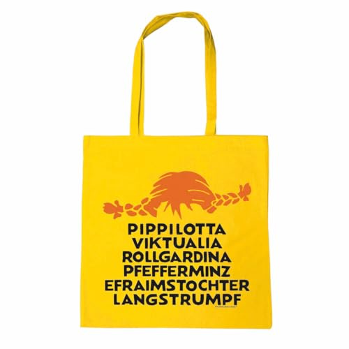 Logoshirt® Pippi Langstrumpf Name Baumwolltasche gelb 38x42 cm