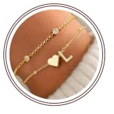 Turandoss Buchstaben Armband Damen Gold - 14K Vergoldete, Personalisierte Armband Mädchen mit Buchstaben Gold, Herz Armkette mit Initialen, Geschenke für Frauen Mädchen Mama Geschenk Freundin Schmuck