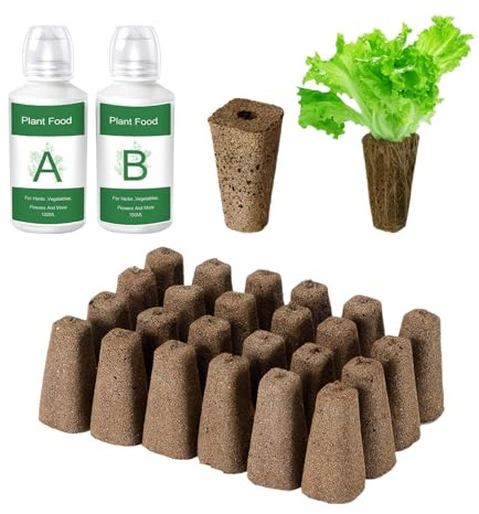 MINZHI 24 Piezas Esponjas de Cultivo hidropónico, Que contienen Fertilizante para Plantas, Esponjas de Cultivo, Esponjas para Cultivo hidropónico, Adecuado para el Sistema de plantación hidropónica