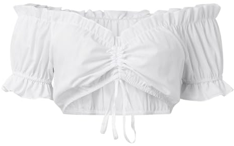 Dirndl Blusa Mujer Oktoberfest Trachten Sexy Top De La Media Manga Encaje Fuera del Homb Parte Transparente Tradicional para Y Fiestas Carnaval