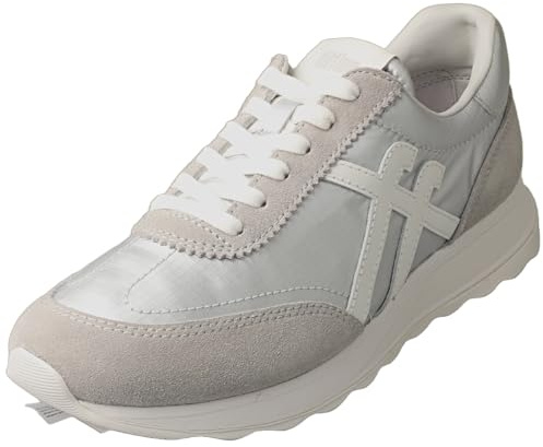 FitFlop Retro-Q FF Sneakers in tessuto metallico/scamosciato, Argento/Bianco Urbano, 8