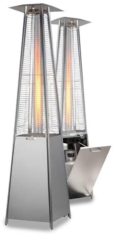 Wintem - Gasheizstrahler Aura für den Außenbereich, Pyramide, grau, 12 kW, mit Piezo-Zündung und verstellbarem Thermostat, für Terrassen und Gärten, Betrieb mit LPG- oder Butangasflasche, modernes