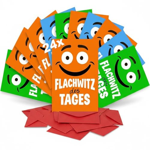 Adventskalender Füllung Flachwitze des Tages | Set mit 24 Karten inkl. Umschlag | Inhalt für Weihnachtskalender