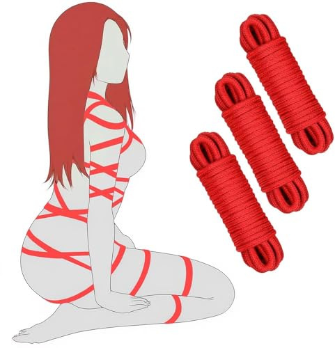 Oziral Juego de 3 cuerdas de bondage para principiantes BDSM color rojo
