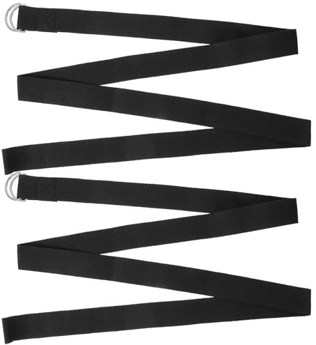 BATHVEVE Lot de 2 Bandes Élastiques de Yoga Noires Épaisses Doubles Anneaux, Sangles Extensibles Professionnelles Réutilisables pour Étirements, Fitness et Exercices de Gym à Domicile