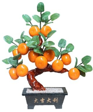 Bonsaï Artificiel Bonsaï de Jade avec 12 Fruits, Ornement d'arbre Mandarine, Fausses Plantes d'intérieur, décoration for la Maison, Table et Le Bureau Plantes artificielles