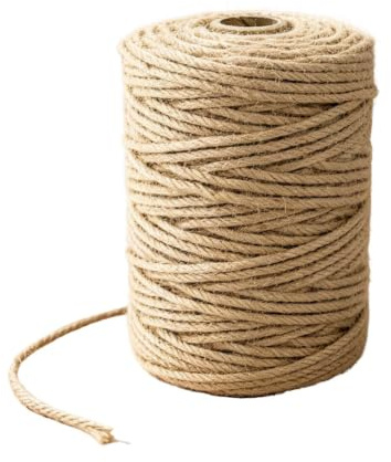 Cuerda de Yute 4 mm 100 m, Rollo de Hilo Natural de Yute, Cordel Rústico para Manualidades, Jardinería, Huerto, Decoración, Artesanía y Envolver Regalos, Pack de 1