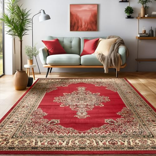 SIMPEX Orientmatta 160x230 cm Röd, Dekorativ i Traditionell Stil, Slitstark Matta för Matsal eller Gästrum
