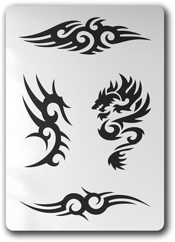 Schablone Dragon Tribal 4 Tattoo Motive - BT08