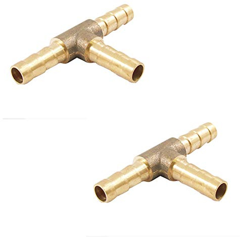 Veda Schlauchverbinder, 6 mm, Messing, 3-Wege-Schlauchverbinder, T-förmig, 2 Stück
