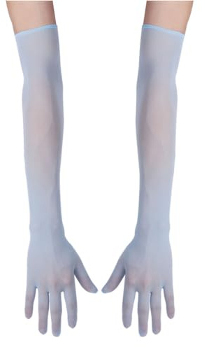 FEESHOW Damen/Herren Nahtlose Handschuhe Stulpenärmel Elastisch Strumpfhosen Nylon Durchsichtig Ellenbogen Lang für Hochzeit Abend