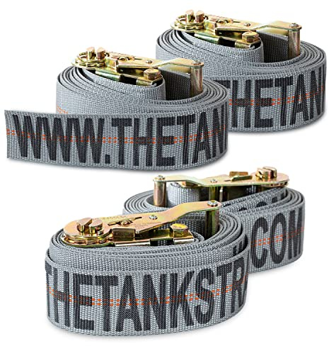 Tank Straps Motorrad-Spanngurte (4 Stück) – 4,5 kg Gurtband, Bruchfestigkeit, 5,1 x 3 m, sehr robust, endlos, mit Ratschengurt