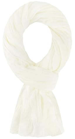 Schal für Damen und Herren, Leichte Stola - 100% Baumwolle – Größe 200 x 110 cm - Über 40 Unifarben – Premium-Schal - flexibel und komfortabel - Elfenbein