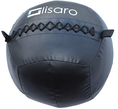 Lisaro Premium Fitness Ball | Medizinball für Ausdertraining & Funktionelles Krafttraining - Gewichtball Gymnastikball Wallball, schwarz.