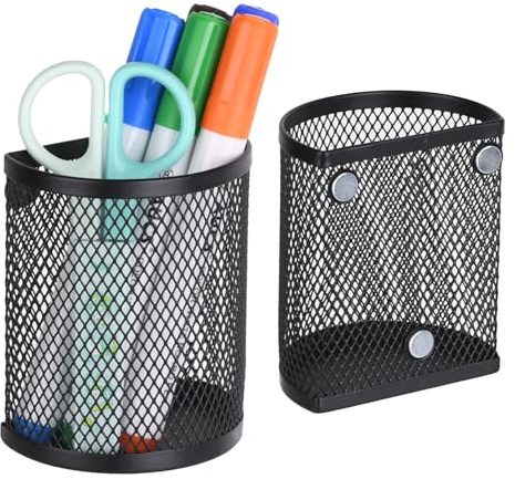 LUCYCAZ Magnetic Pencil Holder - Locker Accessories, 2 Pack Magnetic Pen Holder for Refrigerator for Home School and Office, Black