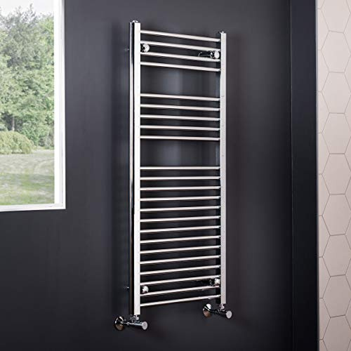 NRG Straight Heated Towel Rail Radiator Rad 1100 x 500mm Chrome | Central Heating Rad Ladder, Wall Mounted Radiator, for Bathroom
