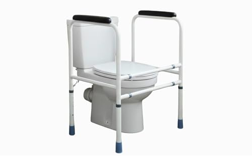 Ausilium Braccioli WC Regolabili in Altezza, Struttura in Acciaio Robusto, Supporto e Stabilità per Anziani e Disabili, Facile Installazione e Rimozione