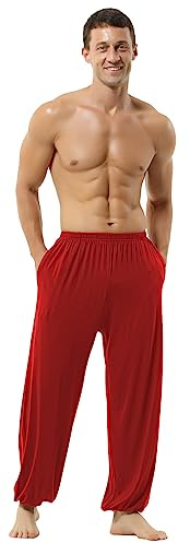 Hoerev Super Doux Modal Spandex Harem Yoga Pantalon Pilates，Rouge，XS