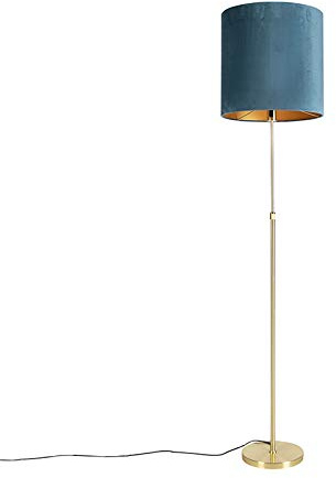 Qazqa Klassisch Stehleuchte mit Schirm, Stehlampe - Parte Fl - Blau, max. 60W, Geeignet für LED, 186.5cm, Ideal als Flur, Küche lampe, Schlafzimmerlampe und Wohnzimmerlampe