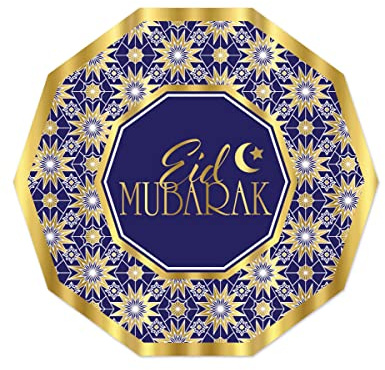 Beistle Lot de 8 assiettes Decagon du Ramadan Eid Mubarak | 22,9 cm