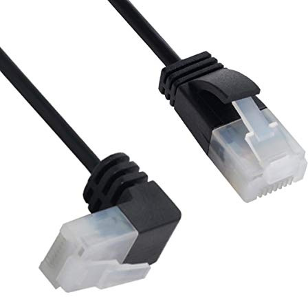 xiwai Câble Ethernet RJ45 ultra fin Cat6 - Coudé vers droit - Câble réseau UTP - Câble patch - 90 degrés - LAN pour ordinateur portable, routeur, TV Box (2 m)