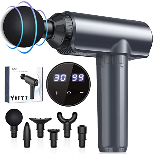 Lefity Massage Gun,Massage Gun Deep Tissue,30 Speeds and 6 Massager Head 2600mAh Electric Handheld Muscle Massager with Type-C Charging for Muscle Pain Relief