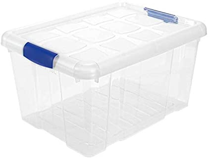 AC - Caja de ordenación de plástico Transparente N.º 1. Contenedor para almacenar Libros, Ropa, Mantas. Capacidad 16 litros. Dimensiones Aprox.: 39,6 x 29,6 x 21,5 cm