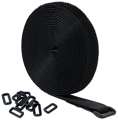 Ainiv Attache Câble Réglables, 5mx20mm Cable Bande Auto-Adhésives Réutilisables + 10 Boucles, Sangle Réutilisable Câble Management Facile à Couper Organisateur de Fil Multi-usages pour Bureau, Maison