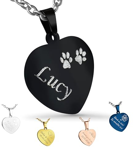 Hanessa Personalisierte Kette mit Gravur Edelstahl 50 cm mit Anhänger Herz in silber - Personalisierte Halskette für Frauen - Personalisierter Schmuck Damen Kettenanhänger