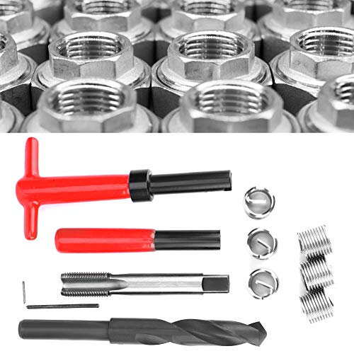 Dioche Gewindereparatursatz M16, 11-Teiliges Gewindereparaturset aus Edelstahl, verdrehter Bohrer, Schraubenschlüssel, Gewindebohrer, Einführwerkzeug, M16x1,5