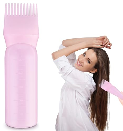 Sibba Wurzelkamm Applikatorflasche 6 Unzen 170ml Haaröl Applikator für Haarfärbeflaschen Applikatorbürste mit abgestufter Skala professioneller Pinsel Applikatorkamm Friseur Färbe Styling Werkzeug