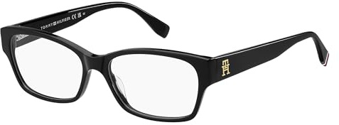 Tommy Hilfiger Brille mit Sehstärke für Damen optional mit Sonnenbrillentönung oder Blaulichtfilter, Rechteckig, gefertigt aus Acetat (inklusive Brillenetui)