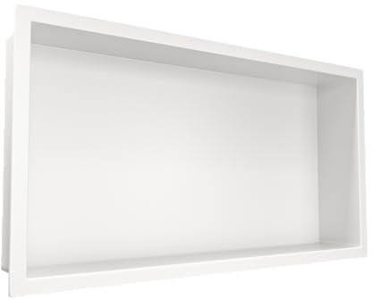 Balneo Wall-Box One Duschnische 60 x 30 x 7 cm, Edelstahl AISI 304, Weiß | Edelstahl AISI 304, Rahmen 18,7 mm, 1 % Gefälle, 100 % wasserdicht, 10 J. + 2 J. Beschichtung